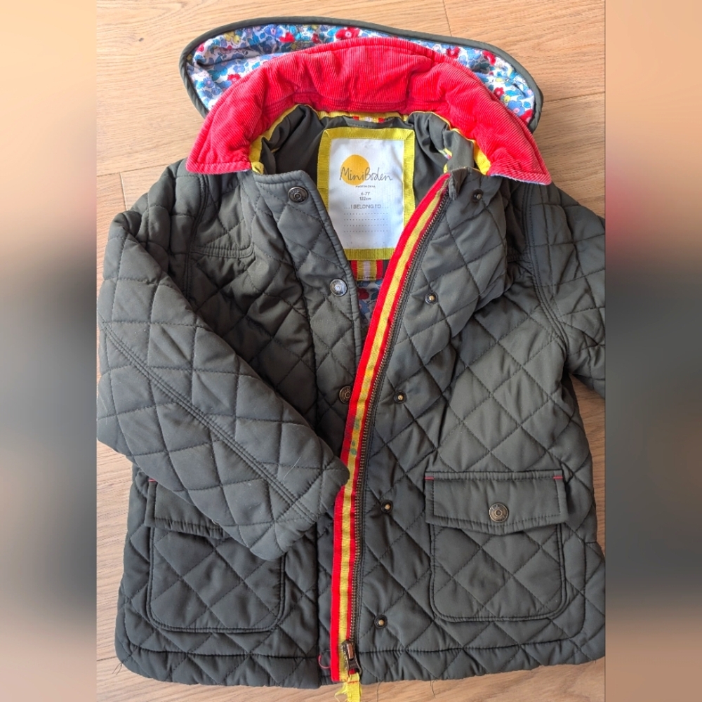 Mini Boden Quilted Jacket Removable Hood